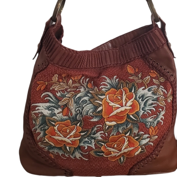 Isabella Fiore Vintage Tapestry and Leather Hobo Bag - Picture 2 of 4